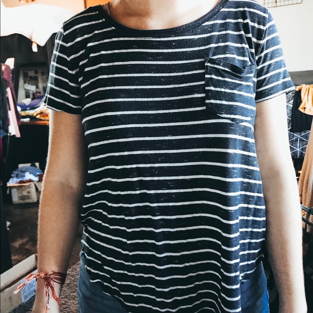 navy blue striped top
